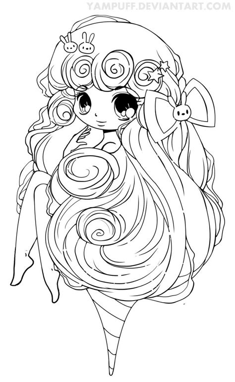 Cotton Candy Lineart By Yampuff On Deviantart Chibi Coloring Pages