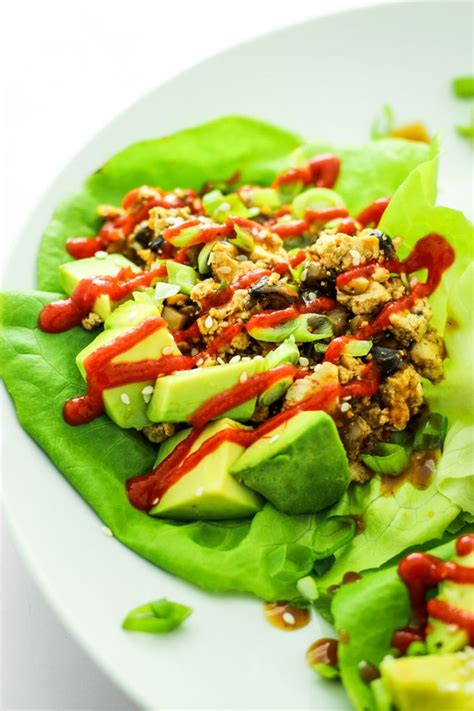 Spicy Tofu Mushroom Lettuce Wraps | Recipe | Low calorie recipes dinner
