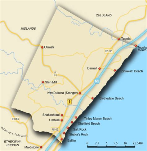 Map Of North Coast North Coast Map South Africa