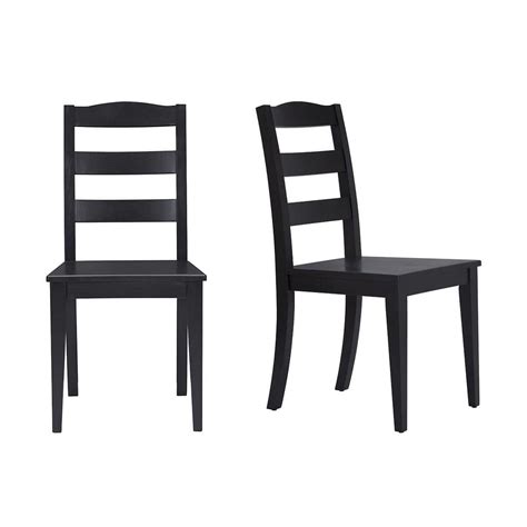 Stylewell Black Wood Dining Chair With Ladder Back Set Of 2 1772 In