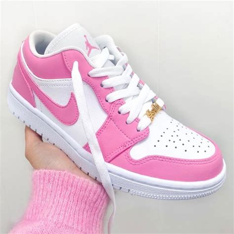 ⚡️custom hot pink air jordan 1 lows⚡️ preppy shoes nike shoes women pink jordans