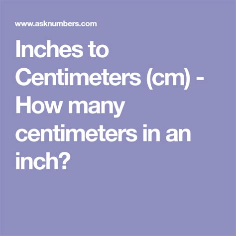 Inches To Centimeters Cm How Many Centimeters In An Inch