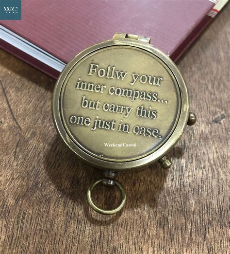 Brass Compass Follow Your Inner Compass Quote Engraved With Etsy