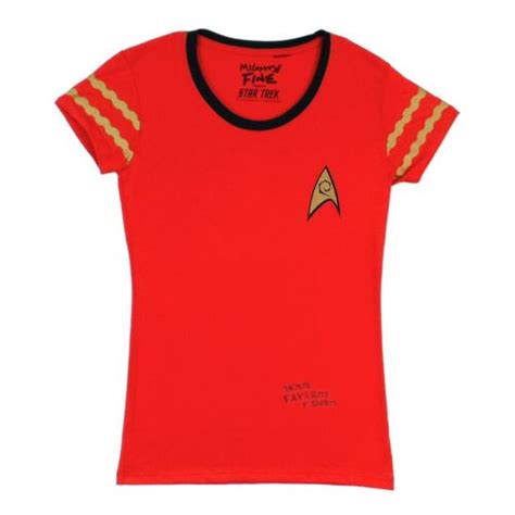 Star Trek Starfleet Uniform Red Costume Ladies Junior T Shirt Ebay