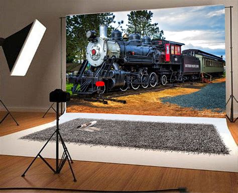 Mohome Polyster 7x5ft Vintage Old Locomotive Backdrop Ancient Train