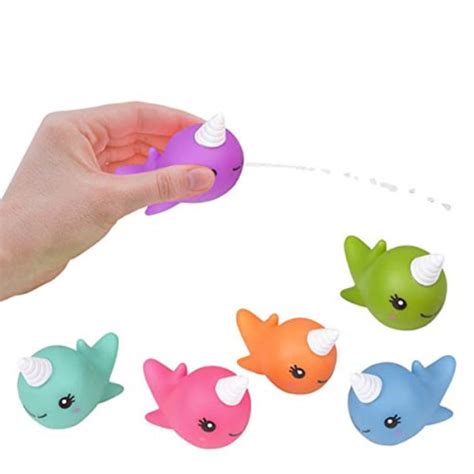 Squirting Toys 3 Rubber Narwhal Squirts Party Favors In Assorted Vivid