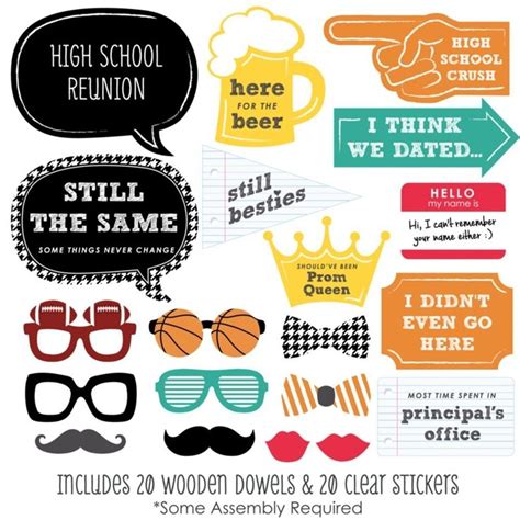 Class Reunion Photo Booth Props Kit 20 Count Class Reunion Party