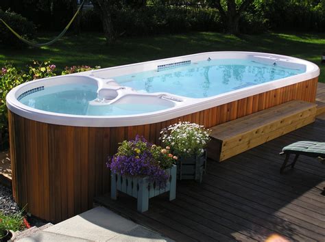 A Swim Spa And Hot Tub In One Yes Please Hot Tub Garden Hot Tub Backyard Outdoor Spas Hot Tubs