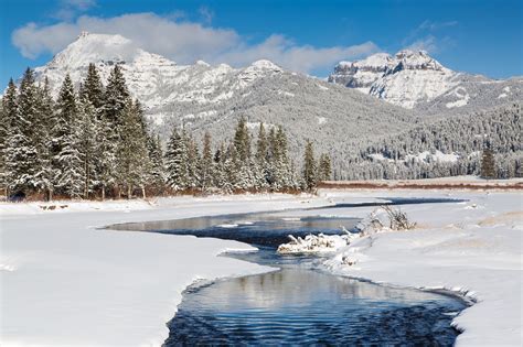 Mountain River Snow Winter Wallpaper Coolwallpapersme