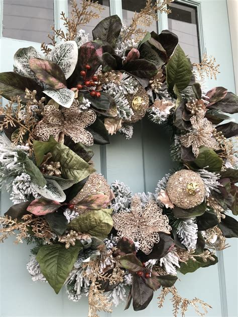 Elegant Rose Gold All Winter Long Pine Wreath For Door Wreaths Wreath