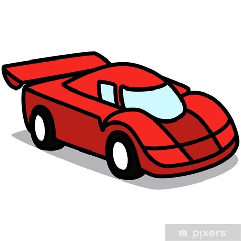 Poster Cartoon Car 49 Red Racing Car Pixersuk