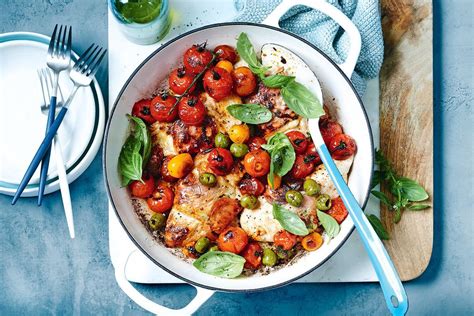 Then pour in the crushed tomatoes, and get the sauce simmering. One-pan chicken and prosciutto with tomatoes, mozzarella ...