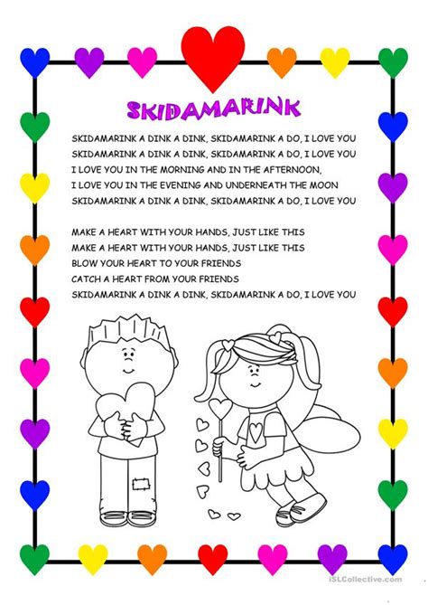 Valentine's kids song- Skidamarink worksheet - Free ESL ...