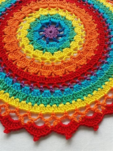 Pattern Crocheted Mandala Rainbow Bright Color Mandala Pattern