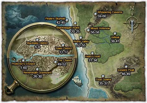 World Map And Suggested Level Ranges Maps Neverwinter Game Guide