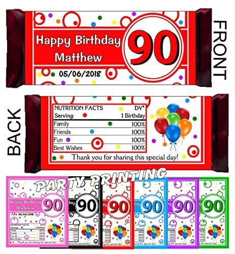 1290th Birthday Candy Bar Wrappers Birthday Party Favors