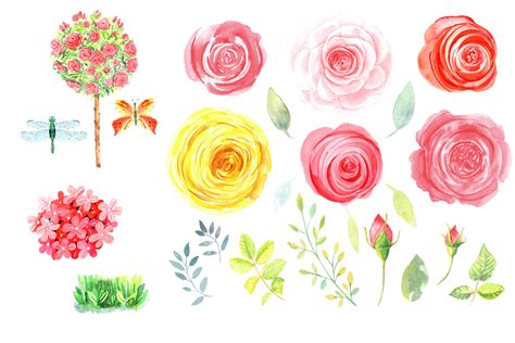 Watercolor Cottage Garden Clip Art By Evgeniia Bergmann Thehungryjpeg