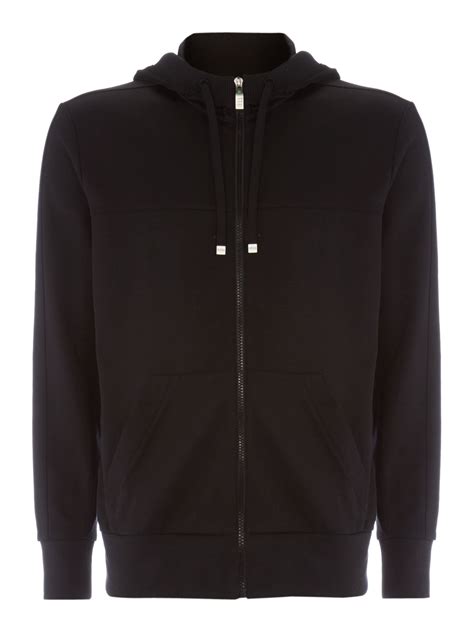 Hugo Boss Zip Up Hooded Sweatshirt In Black For Men Lyst
