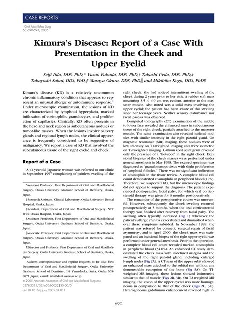 Pdf Kimuras Disease Report Of A Case With Presentation In The Cheek