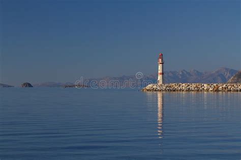 Seaside Town Of Turgutreis And Lighthouse Stock Photo Image Of