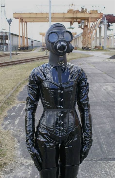 Full Latex Outfit And Gasmask And Corset How Lovely For Sissy Julia