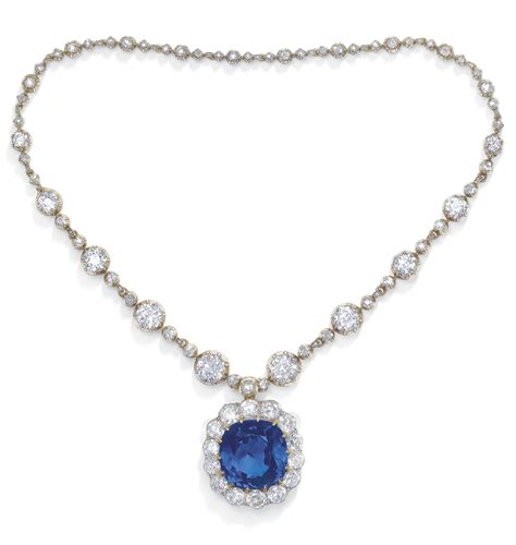 An Important Antique Ceylon Sapphire And Diamond Pendant Necklace