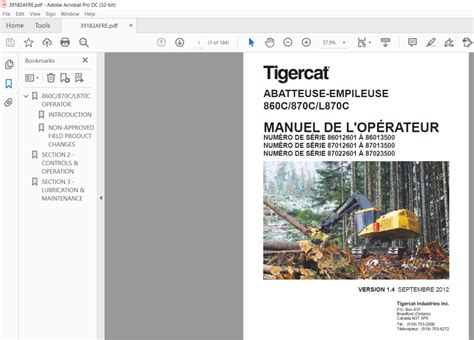 Tigercat Abatteuse Empileuse C C L C Manuel De L Op Rateur