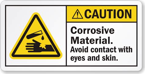 Caution Corrosive Material Avoid Contact Label Sku Lb