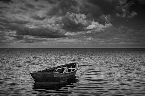 Anchored Row Boat Looking Out To Sea Photograph By Randall Nyhof