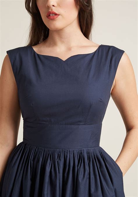 Fabulous Fit And Flare Dress With Pockets In Navy Dresses Flare