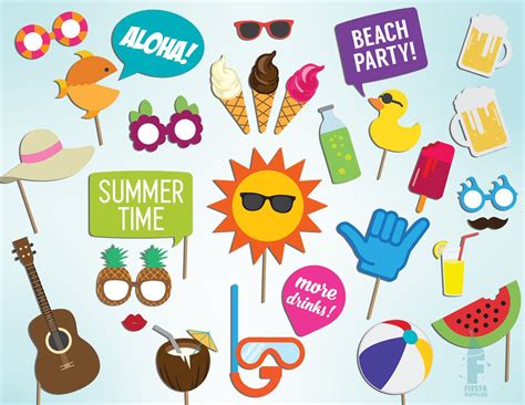 Pool Party Props Printable Summer Time Party Photo Booth Festa Tema