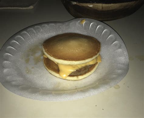 Homemade Mcdonalds Mcgriddle With Frozen Pancakes And Sausage R