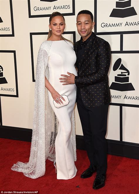 Chrissy Teigen Radiates As She Attends Grammy Awards With Husband John Legend Daily Mail Online