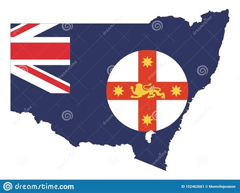 Combined Map And Flag Of The Australian State Of New South Wales Stock