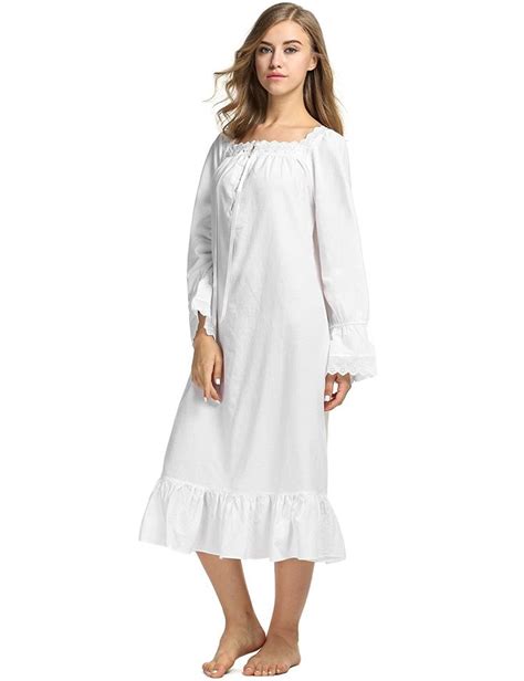 Avidlove Womens Cotton Long Sleeve Sleepwear Victorian Style Nightgown