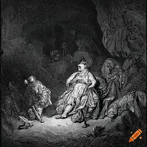 Vimes Entering The Cave In Koom Valley Inspired By Gustave Doré On Craiyon