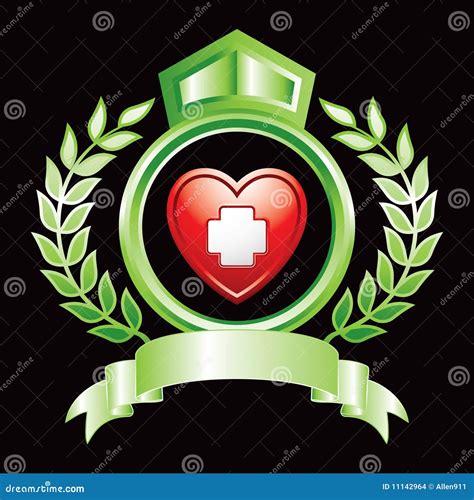 First Aid Icon In Heart In Green Royal Crest Stock Vector