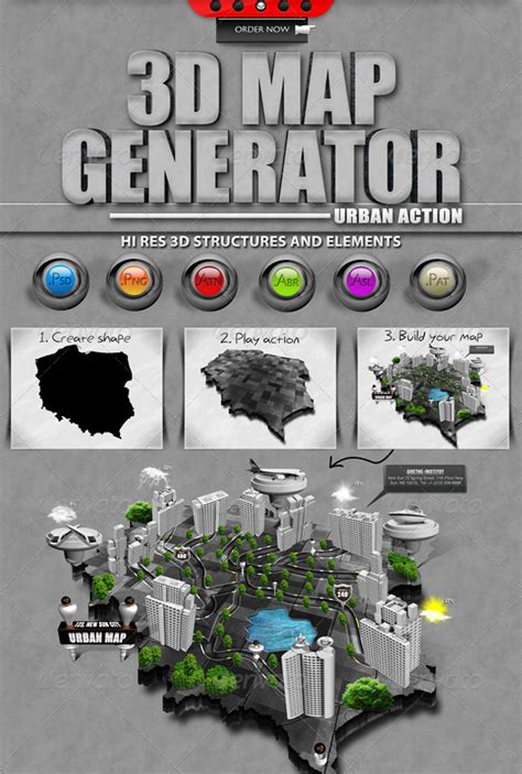 3d Map Creator Adobe Photoshop 10 Actions And Graphics Tools
