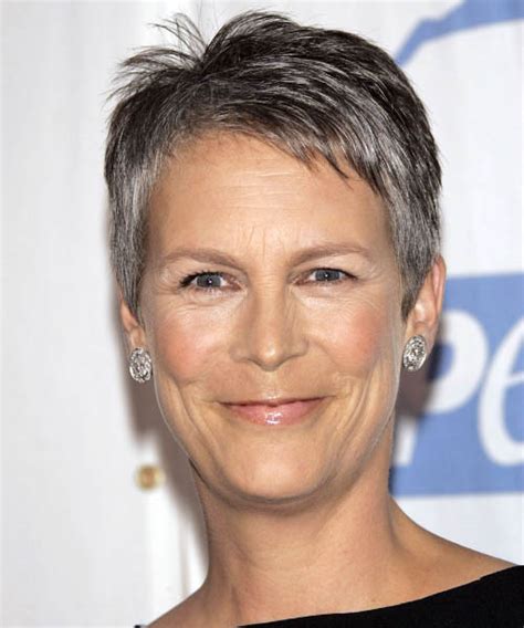 The sides and back of this short and funky 'do are tapered into the head while the top is jagged cut for a textured look and feel all over. Kim Kardashian Ring: jamie lee curtis