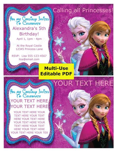 Free princess party birthday invitation templates. Free Editable Printable Frozen Birthday Invitations ...