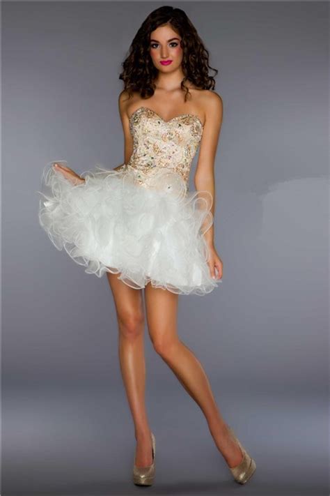 Cute Ball Strapless Short Mini Nude Beaded Ivory Tulle