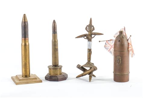 10 Pcs Wwi Trench Art Shells Ct Firearms Auction