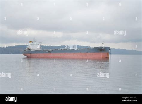 Empty Cargo Ship At Tacoma Waterfront In Washington Stock Photo Alamy