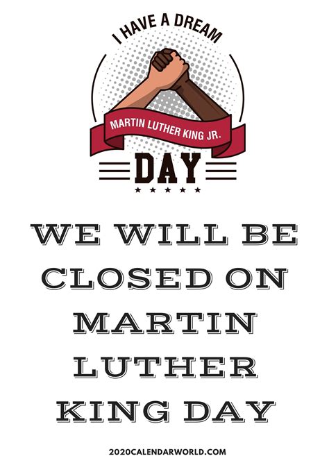 Martin Luther King Day Closed Sign In 2021 Martin Luther King Martin