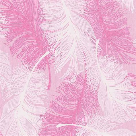 Powder Pink Feather Wallpaper White And Silver Glitter By