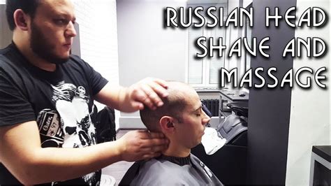 💈 russian barber style head shave with head massage and hot towel asmr intentional sounds