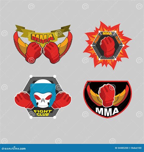 Mma Emblem Set Mix Fight Club Logo Stock Vector Illustration Of