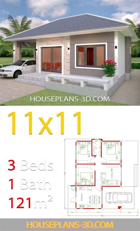 Dec 29 2019 House Design 11x11 With 3 Bedrooms Hip Roofthe House Has