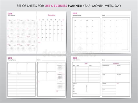 Business Planner Calendar Vector Template For 2018 2019 2020 Years