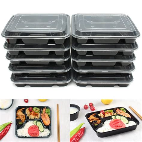 4 Compartment Eco Friendly Plastic Food Storage Containers Lids
